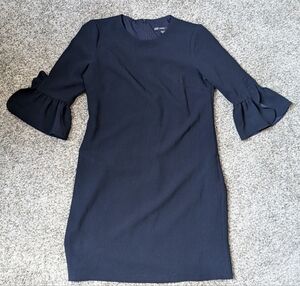 Women's Maggy London Petite Flounce Quarter Sleeve Column Mini Shift Dress, 4P